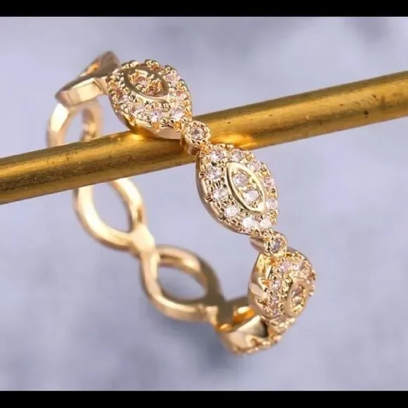 Elegant 18K Gold PLATED CZ Diamond Ring